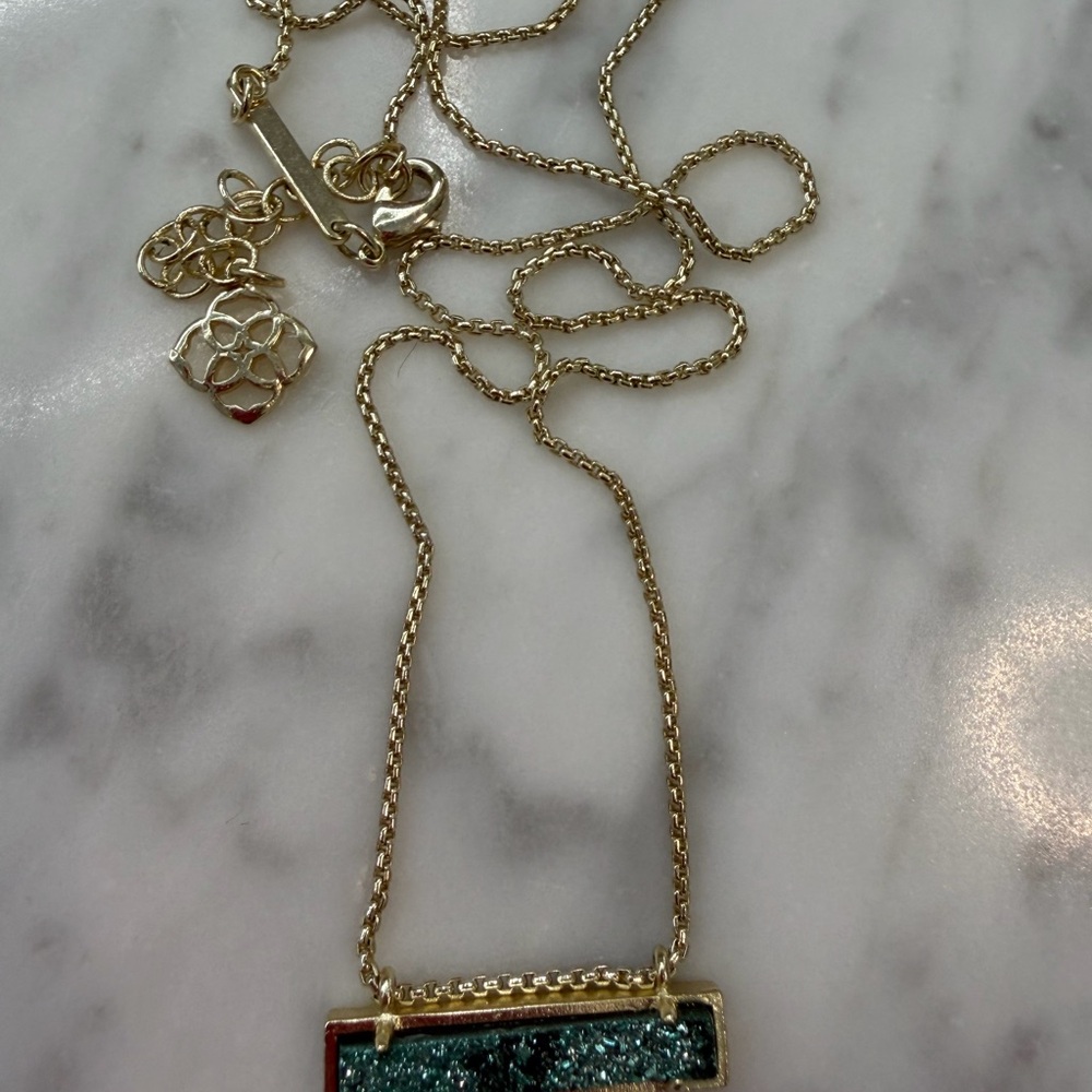 Kendra Scott Gold-Tone Necklace with Teal Glitter Pendant